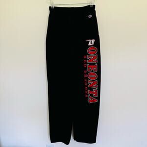 Champion Oneonta Red Dragons Mens Black Open Bottom Cotton Sweatpants Sz Medium